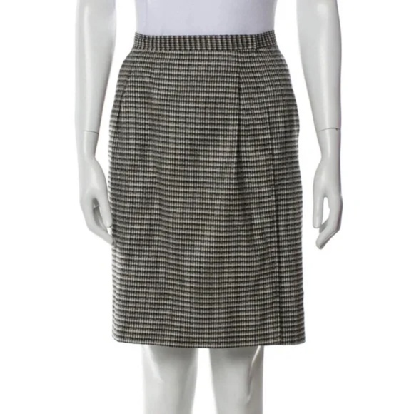 Vintage Giorgio Armani Plaid Print Knee-Length Skirt - Picture 1 of 6